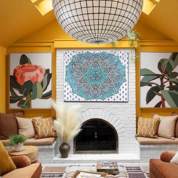 Mandala Boho Bohemian Style Cotton Wall Hanging Tapestry Global Decor Dorm Bed - Picture 2 of 3